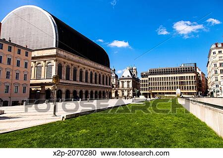 Stock Image - Op? ra de Lyon building at Place de la Com? die in Lyon, France.. Fotosearch