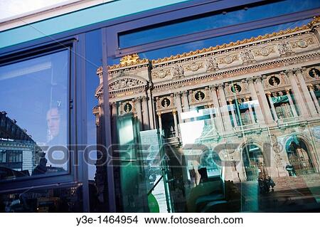 Opera Garnier building reflecting in a window bus Paris France View Large Photo Image Picture - Opera Garnier building reflecting in a window bus Paris France. Fotosearch