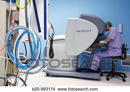 Operating room, prostate cancer robotic surgery, Da Vinci surgical robot, urology. Hospital Policlinica Gipuzkoa, San Sebastian, Donostia, Euskadi, Spain View Large Photo Image Picture - Operating room, prostate cancer robotic surgery, Da Vinci surgical robot, urology. Hospital Policlinica Gipuzkoa, San Sebastian, Donostia, Euskadi, Spain. Fotosearch