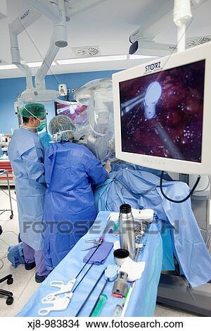 Operating room, prostate cancer robotic surgery, Da Vinci surgical robot, urology. Hospital Policlinica Gipuzkoa, San Sebastian, Donostia, Euskadi, Spain View Large Photo Image Picture - Operating room, prostate cancer robotic surgery, Da Vinci surgical robot, urology. Hospital Policlinica Gipuzkoa, San Sebastian, Donostia, Euskadi, Spain. Fotosearch