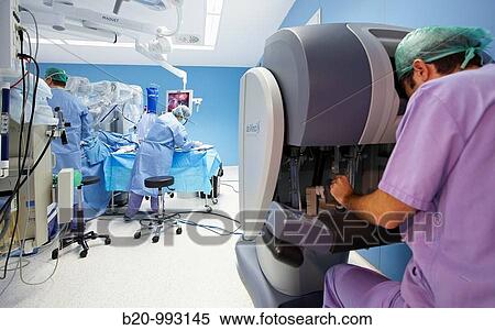 Stock Photography - Operating room, prostate cancer robotic surgery, Da Vinci surgical robot, urology. Hospital Policlinica Gipuzkoa, San Sebastian, Donostia, Euskadi, Spain. Fotosearch