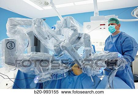 Stock Photography - Operating room, prostate cancer robotic surgery, Da Vinci surgical robot, urology. Hospital Policlinica Gipuzkoa, San Sebastian, Donostia, Euskadi, Spain. Fotosearch