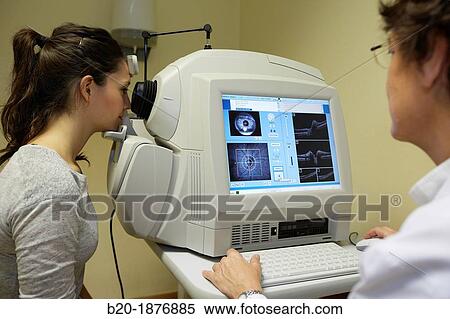 Stock Photography - Optical coherence tomography, OCT, Ophthalmology, Hospital Donostia, San Sebastian, Gipuzkoa, Basque Country, Spain. Fotosearch