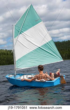 Stock Image - ? optimistjolle? sailboat, J? mtland. Fotosearch