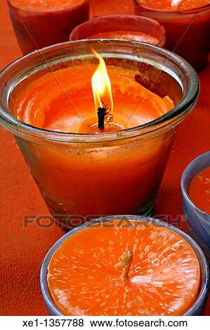 Orange candles. View Large Photo Image Stock Photo - Orange candles.. Fotosearch