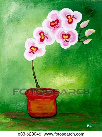 Stock Photography - ? Orchids? Acrylic on canvas. 2003. Private collection.. Fotosearch