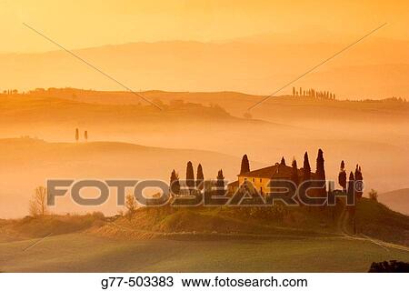Orcia Valley (Val D? orcia). Farmhouse called? Il Belvedere? near Pienza. Tuscany. Italy. View Large Photo Image Stock Image - Orcia Valley (Val D? orcia). Farmhouse called? Il Belvedere? near Pienza. Tuscany. Italy.. Fotosearch