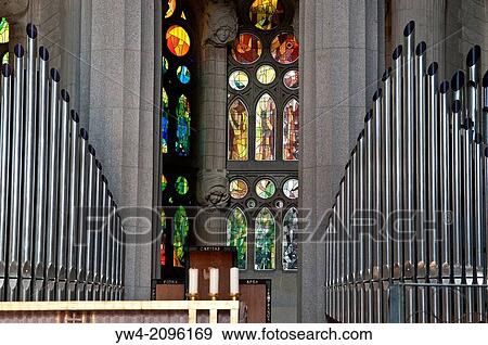 Stock Photo - Organ, Sagrada Familia interior, Barcelona, Catalonia, Spain.. Fotosearch