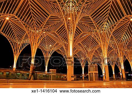 Picture - Oriente Station, 1998, arq Santiago Calatrava, Nations Park, Lisbon, Portugal. Fotosearch