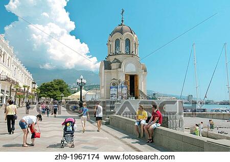Orthodox church on the seafront of Yalta, Crimea, Ukraine, Eastern Europe. View Large Photo Image Picture - Orthodox church on the seafront of Yalta, Crimea, Ukraine, Eastern Europe.. Fotosearch