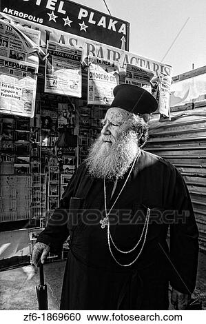 Stock Image - Orthodox Priest in Athens Greece. Fotosearch