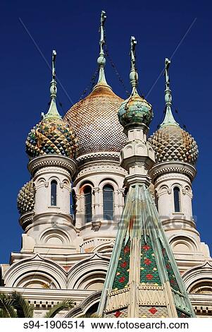 Picture - Orthodox russian church in San Remo, Imperia, Liguria, Italy. Fotosearch