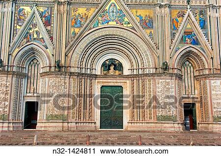Stock Image - Orvieto, Cathedral, Duomo Santa Maria Assunta, Terni Province, Umbria, Italy. Fotosearch