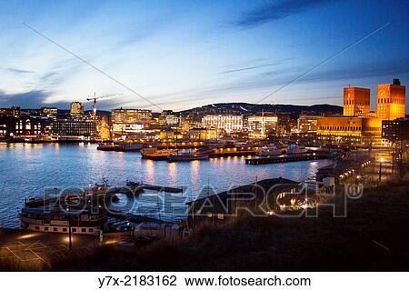 Stock Image - Oslo night landscape. Fotosearch