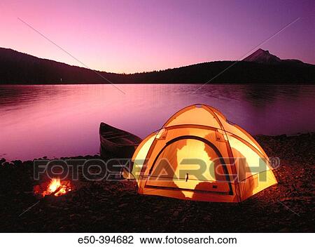 Outdoor camping, Twilight Lake of the Woods. Mount McLoughlin. Southern Oregon. USA. View Large Photo Image Stock Image - Outdoor camping, Twilight Lake of the Woods. Mount McLoughlin. Southern Oregon. USA.. Fotosearch