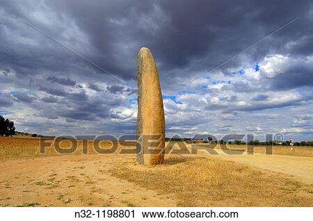 Outeiro Menhir, Megalithic Site near Monsaraz, Outeiro, Evora district, Alentejo, Portugal, Europe. View Large Photo Image Stock Image - Outeiro Menhir, Megalithic Site near Monsaraz, Outeiro, Evora district, Alentejo, Portugal, Europe.. Fotosearch