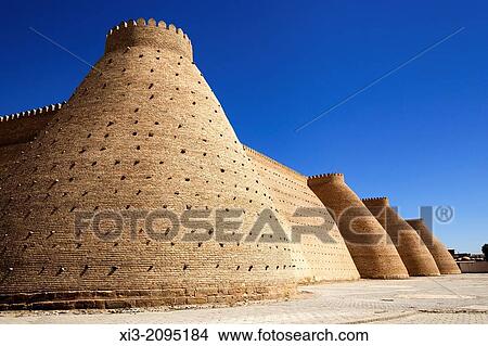 Outer walls of the Ark Fortress, Registan Square, Bukhara, Uzbekistan. View Large Photo Image Picture - Outer walls of the Ark Fortress, Registan Square, Bukhara, Uzbekistan.. Fotosearch