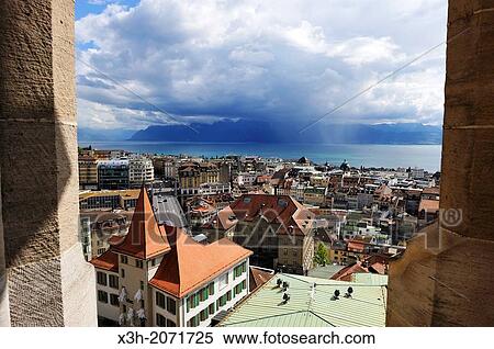 overview from the tower of the Cathedral of Notre Dame, Lausanne, Canton of Vaud, Switzerland, Europe. View Large Photo Image Stock Photography - overview from the tower of the Cathedral of Notre Dame, Lausanne, Canton of Vaud, Switzerland, Europe.. Fotosearch