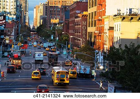 Overview of a street in New York City. NY, USA. View Large Photo Image Picture - Overview of a street in New York City. NY, USA.. Fotosearch
