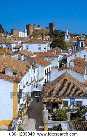 Overview of the Historic Village of Obidos, in Estremadura Leiria District Center Region Portugal View Large Photo Image Stock Photo - Overview of the Historic Village of Obidos, in Estremadura Leiria District Center Region Portugal. Fotosearch