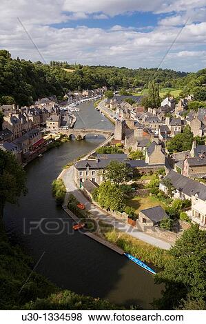 Overview of the old town of Dinan, in Cotes d? Armor department, Brittany France View Large Photo Image Stock Photo - Overview of the old town of Dinan, in Cotes d? Armor department, Brittany France. Fotosearch