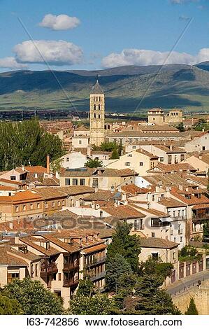 Overview of town with church of San Esteban, Segovia. Castilla-Leon, Spain View Large Photo Image Stock Photograph - Overview of town with church of San Esteban, Segovia. Castilla-Leon, Spain. Fotosearch