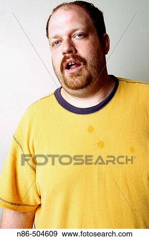 Overweight man with mouth open View Large Photo Image Stock Photo - Overweight man with mouth open. Fotosearch