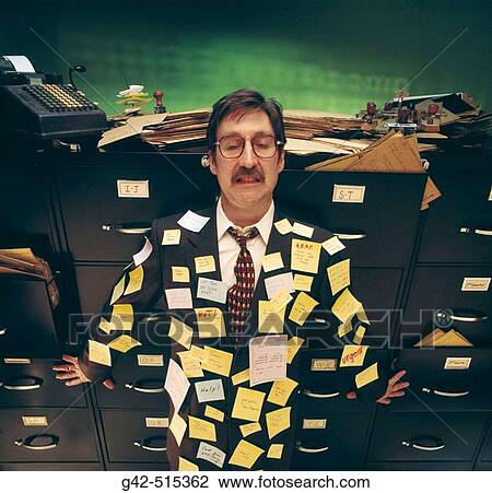 Overworked businessman covered with post-it notes. View Large Photo Image Stock Image - Overworked businessman covered with post-it notes.. Fotosearch