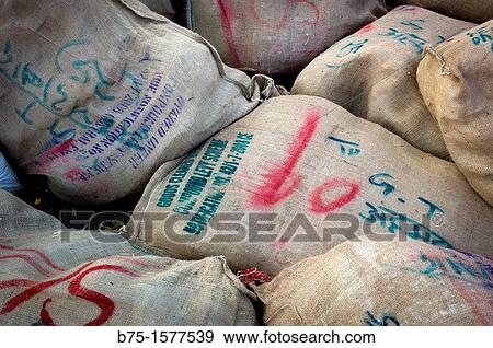 Stock Photo - Packages, bags, email, post office, India, Asia. Fotosearch