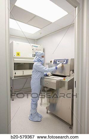 Stock Photo - Packing room. Production room, grade B. Clean room. Laboratory, Fundaci? n Inbiomed, Genetrix Group. Center for research in stem cells and regenerative medicine. Donostia, San Sebastian, Euskadi. Spain.. Fotosearch