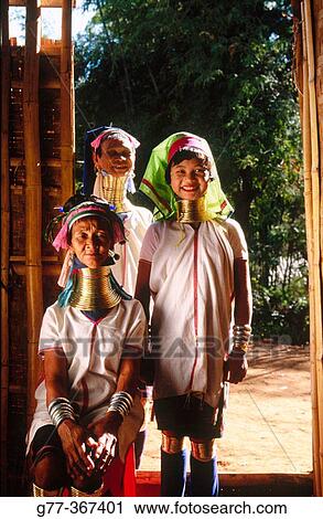 Padaung tribe women. Inle Lake. Shan State. Myanmar. View Large Photo Image Stock Image - Padaung tribe women. Inle Lake. Shan State. Myanmar.. Fotosearch