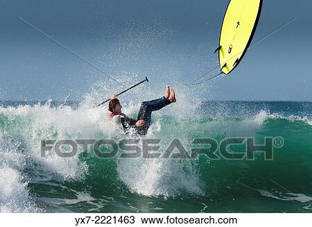 Stock Image - Paddle surfing. Tarifa, Cadiz, Costa de la Luz, Andalusia, Spain, Europe. Fotosearch