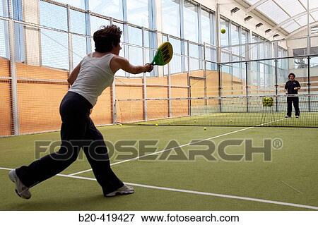 Stock Photo - Paddle tennis school. Real Club de Tenis de San Sebastian. Fotosearch