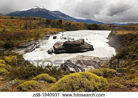 paine cascades in torres paine national park View Large Photo Image Stock Image - paine cascades in torres paine national park. Fotosearch