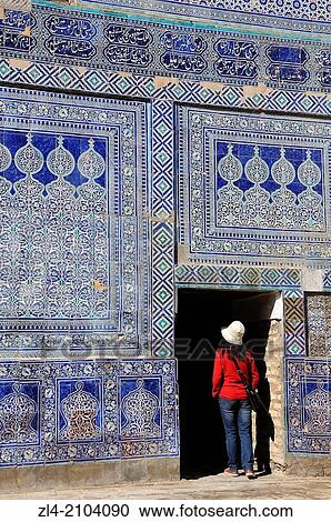 Painted ceramic tiles on the walls of Tach Khaouli palace. Uzbekistan, Khorezm, Khiva, Itchan Kala (inner town). Model Released. View Large Photo Image Stock Image - Painted ceramic tiles on the walls of Tach Khaouli palace. Uzbekistan, Khorezm, Khiva, Itchan Kala (inner town). Model Released.. Fotosearch