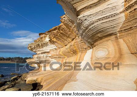 Painted Cliffs, Maria Island National Park, Tasmania, Australia. View Large Photo Image Stock Photograph - Painted Cliffs, Maria Island National Park, Tasmania, Australia.. Fotosearch
