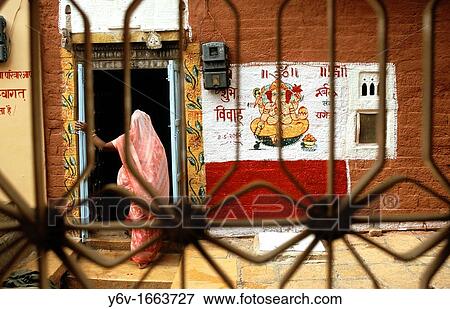 Painted wall showing the hindu god Ganesha In India View Large Photo Image Stock Photo - Painted wall showing the hindu god Ganesha In India. Fotosearch