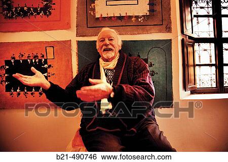 Painter Hans Werner Gerdts at Dar Fenan, 40 years in the Medina of Marrakech. Morocco. View Large Photo Image Stock Photograph - Painter Hans Werner Gerdts at Dar Fenan, 40 years in the Medina of Marrakech. Morocco.. Fotosearch