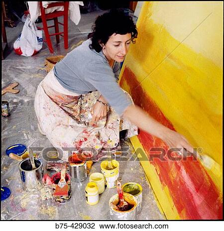 Painter in her workshop. View Large Photo Image Stock Image - Painter in her workshop.. Fotosearch