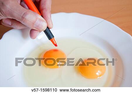 Painting an egg yolk with an orange felt-tip pen. Close view. View Large Photo Image Stock Image - Painting an egg yolk with an orange felt-tip pen. Close view.. Fotosearch