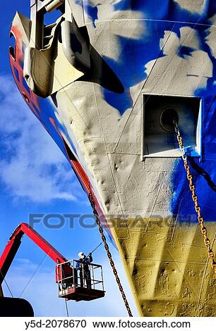 Painting of old fishing trawler, shipyard, Reykjavik, Iceland. View Large Photo Image Stock Image - Painting of old fishing trawler, shipyard, Reykjavik, Iceland.. Fotosearch