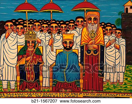 Stock Photo - Painting representing Christianisation of Ethiopia at Axum Museum, Ethiopia. Fotosearch