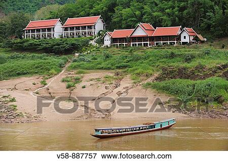 Pakbeng Lodge and Mekong river, Pakbeng, Oudomxay province, Laos View Large Photo Image Stock Photo - Pakbeng Lodge and Mekong river, Pakbeng, Oudomxay province, Laos. Fotosearch