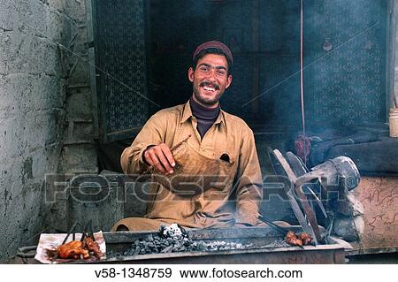 Stock Photo - Pakistan, Baltistan, Skardu, Kebab maker. Fotosearch