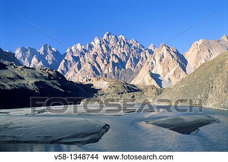 Pakistan, Hunza valley, Hunza river and Cathedral mountain View Large Photo Image Picture - Pakistan, Hunza valley, Hunza river and Cathedral mountain. Fotosearch
