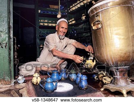 Stock Photo - Pakistan, Peshawar, The Bazar, Tea Shop. Fotosearch
