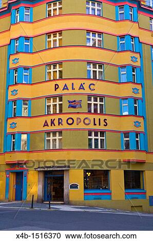 Palac Akropolis the art deco style palace by Rudolf Svoboda 1927 Zizkov district Prague Czech Republic Europe View Large Photo Image Stock Image - Palac Akropolis the art deco style palace by Rudolf Svoboda 1927 Zizkov district Prague Czech Republic Europe. Fotosearch