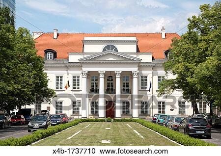 Stock Image - Palac Mniszch? w palace now housing Embassy of Belgium in Srodmiescie the central Warsaw Poland Europe. Fotosearch