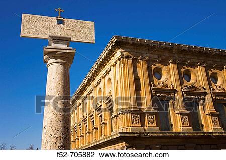 Stock Image - Palace of Charles V in the Alhambra of Granada. Andalucia. Spain. Fotosearch