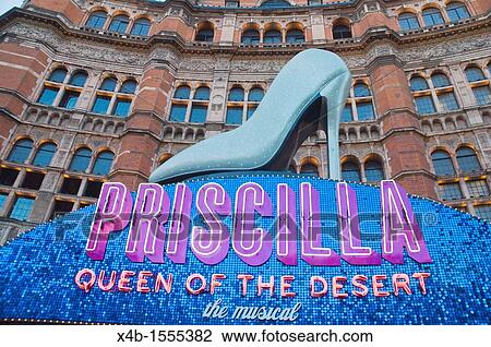 Stock Image - Palace Theatre exterior with Priscilla Queen of the Desert show advert Soho central London England UK Europe. Fotosearch